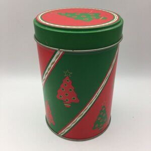 Christmas Holiday 5" Kitchen Tin Canister Candy Baked Goods Tree